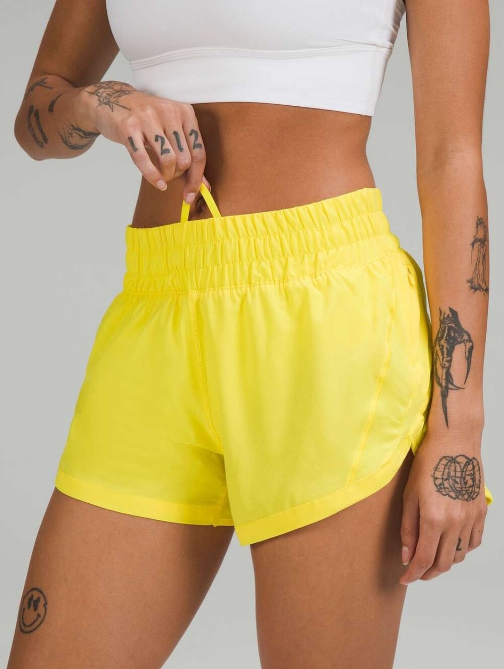 Lululemon Track That High-Rise Lined Short 3" Sonic Yellow Maize Size 6 EUC